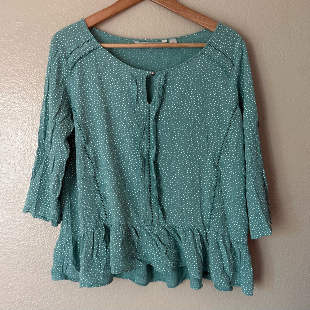 ❇️LC Lauren Conrad Teal Polka Dot Blouse 2 for $22❇️